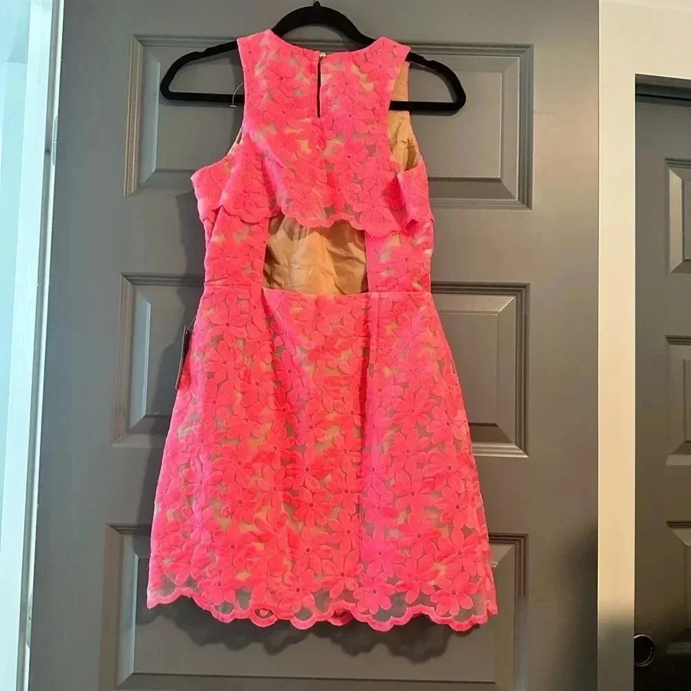 NWT Adelyn Rae Mila Fitted Mini Shift Dress
Lace Cut Out Back Barbie Pink size S - Picture 4 of 5